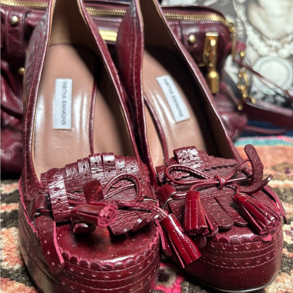 Luxurious Tabitha Simmons Burgundy Platform Heels 👠✨